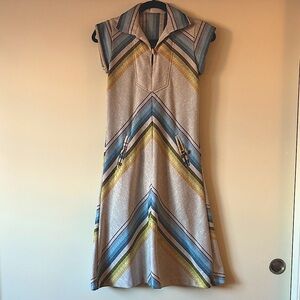 Grateful Dead inspired Vintage Chevron Pattern Midi Dress